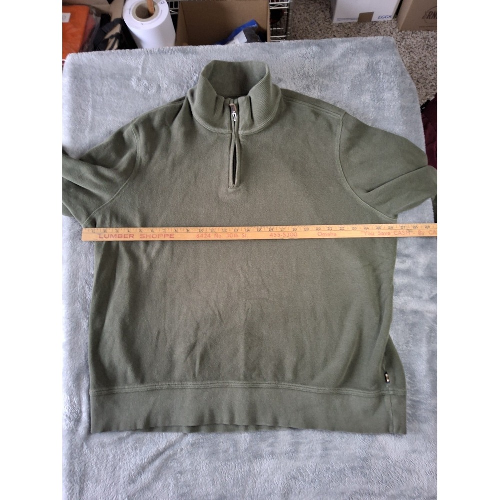 Mens Eddie Bauer Size XXL Green 1/4 Zip Long Sleeve Sweater Outdoors Preppy - Picture 5 of 11